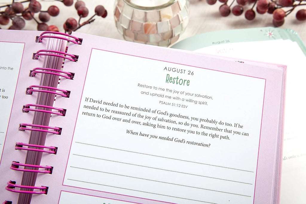 Close-up of the companion journal writing pages